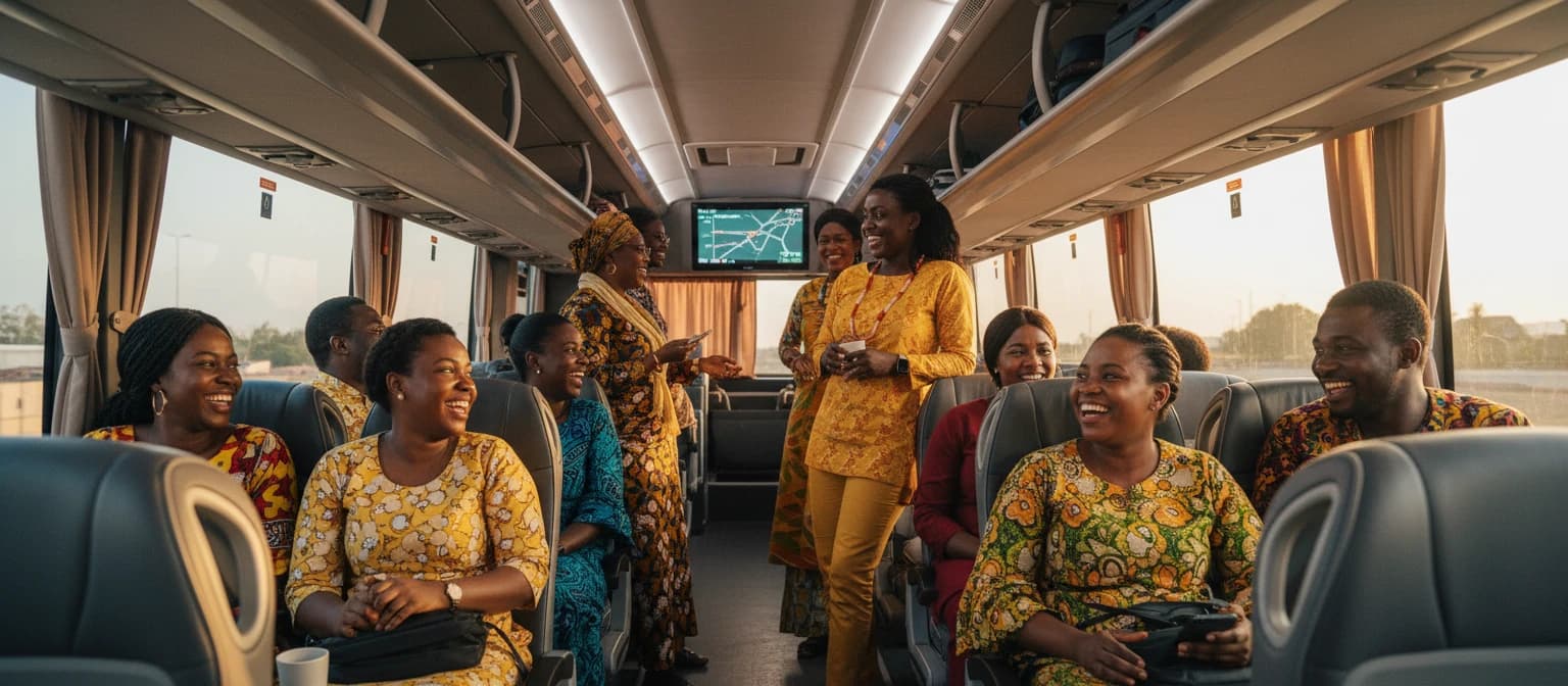 Passengers enjoying luxury ABC bus experience