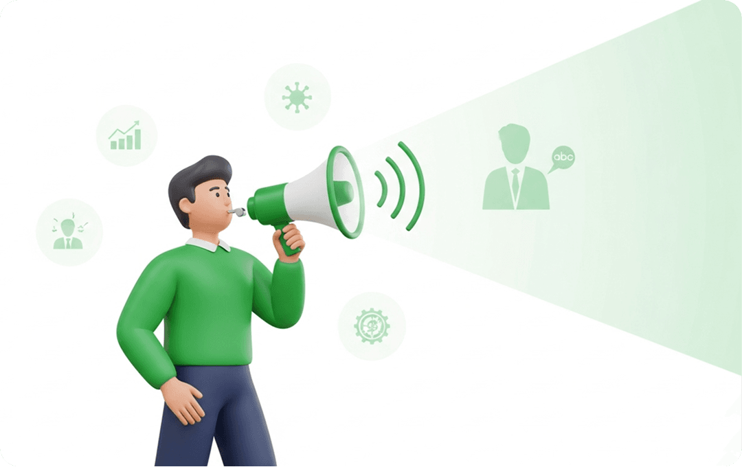 Person reporting with megaphone